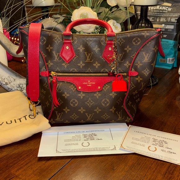 LOUIS VUITTON LV Tournelle PM Hand Bag Monogram Leather Cerise EUC COA - Picture 1 of 14
